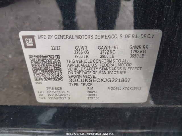 Chevrolet Silverado 1500 Ltz 2018 3GCUKSECXJG221807 Image 9