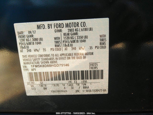 Ford EXPLORER XLT 2017 1FM5K8D88HGD75146 Image 9