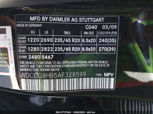 2010 MERCEDES-BENZ GLK-CLASS GLK 350 VIN: WDCGG8HB5AF328599