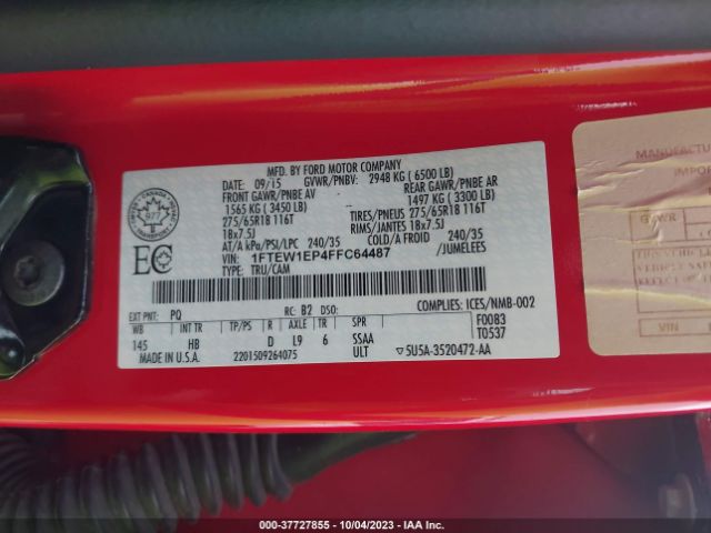 1FTEW1EP4FFC64487 Ford F-150 Xlt/xl/lariat