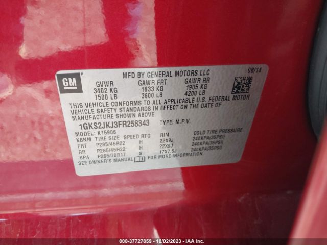 1GKS2JKJ3FR258343 GMC YUKON XL DENALI