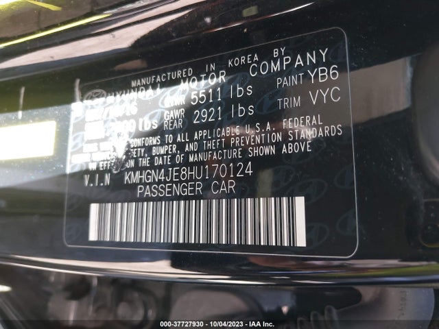 Genesis G80 3.8l 2017 KMHGN4JE8HU170124 Image 9
