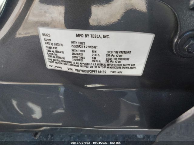 7SAYGDEF3PF814189 Tesla Model Y Performance