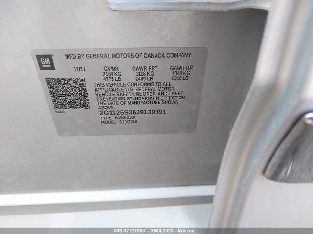 Chevrolet Impala Premier 2018 2G1125S36J9139391 Image 9