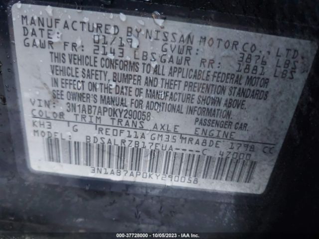 3N1AB7AP0KY290058 Nissan SENTRA SR