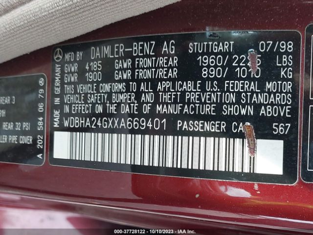 1999 MERCEDES-BENZ C-CLASS WDBHA24GXXA669401 Photo 8