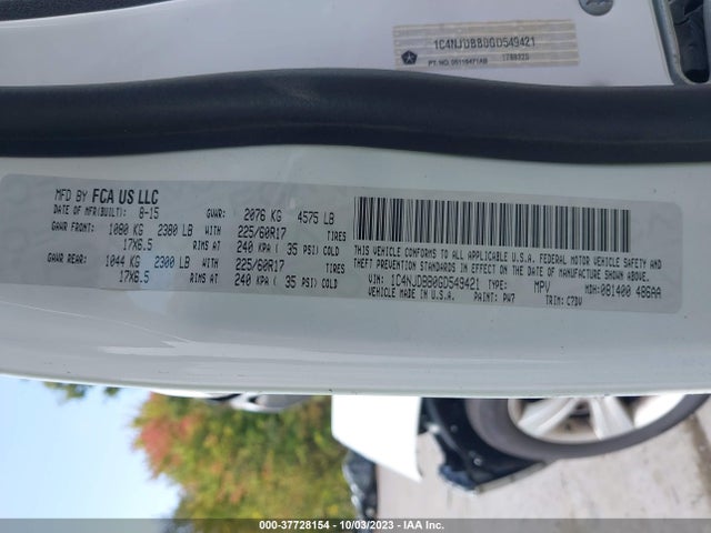 2016 JEEP COMPASS SPORT VIN: 1C4NJDBBOGD549421
