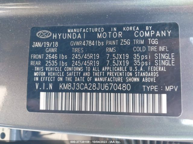 KM8J3CA28JU670480 Hyundai Tucson Value