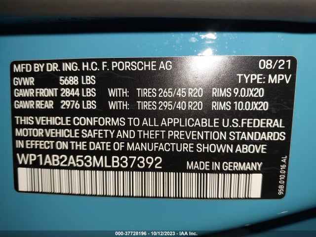 2021 PORSCHE MACAN WP1AB2A53MLB37392 Photo 8