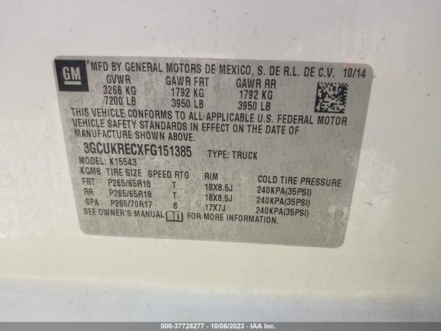 Chevrolet Silverado 1500 Lt 2015 3GCUKRECXFG151385 Image 9