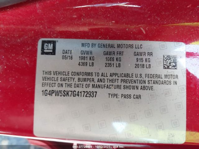 1G4PW5SK7G4172937 Buick Verano Sport Touring