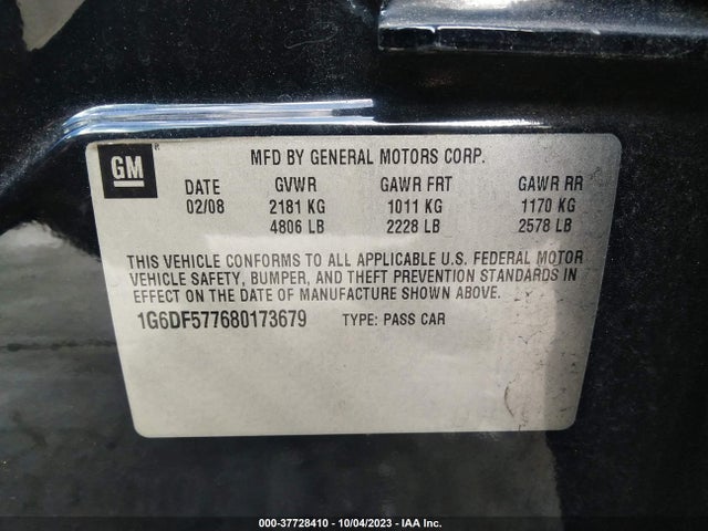 2008 CADILLAC CTS RWD W/1SA VIN: 1G6DF577680173679