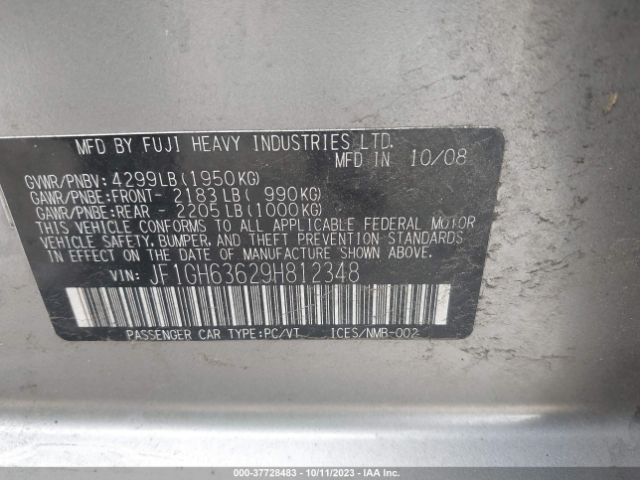2009 SUBARU IMPREZA WAGON JF1GH63629H812348 Photo 8