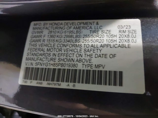 Honda Pilot Awd Elite 2023 5FNYG1H85PB019380 Image 9