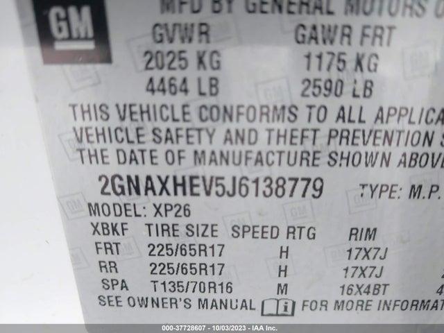Chevrolet EQUINOX LS 2018 2GNAXHEV5J6138779 Image 9