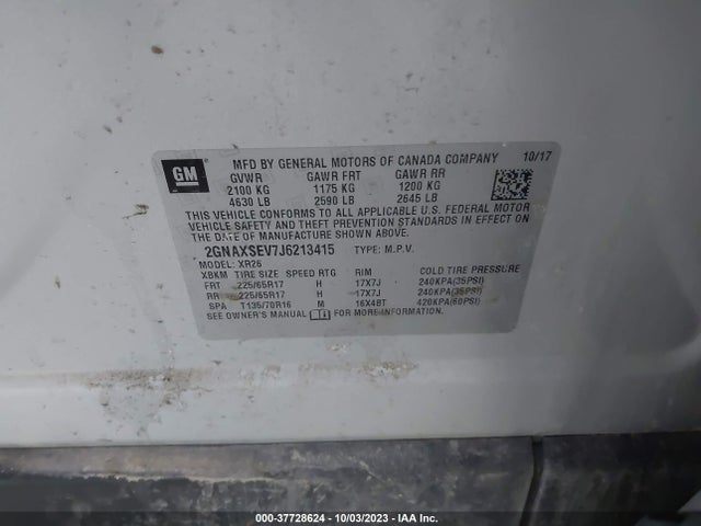 Chevrolet EQUINOX LT 2018 2GNAXSEV7J6213415 Image 9