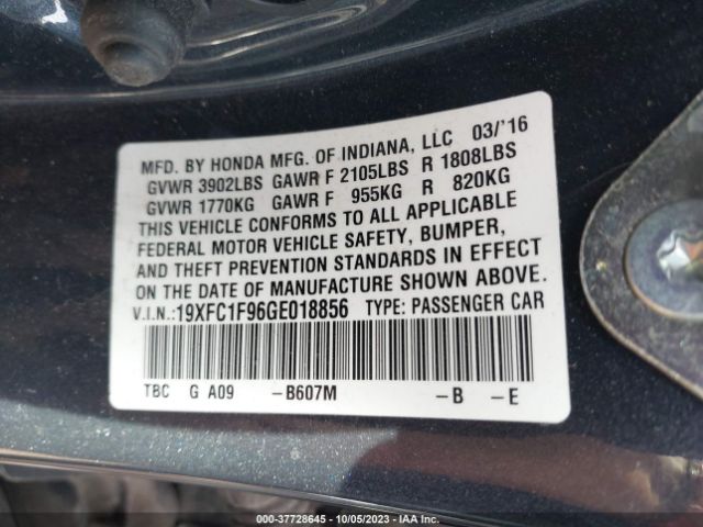 19XFC1F96GE018856 Honda Civic Sedan Touring