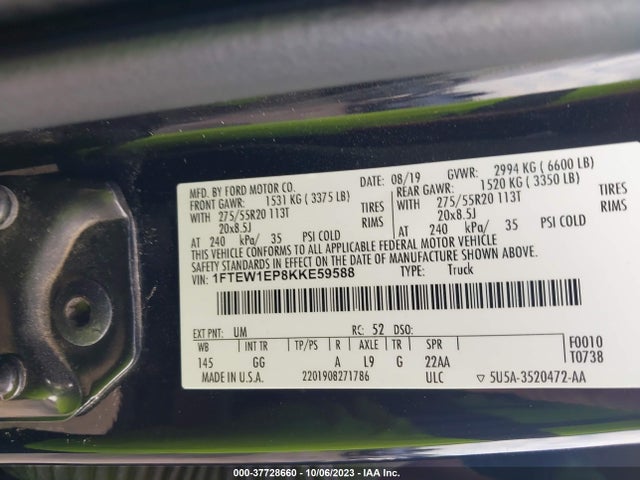 Ford F-150 Xl 2019 1FTEW1EP8KKE59588 Image 9