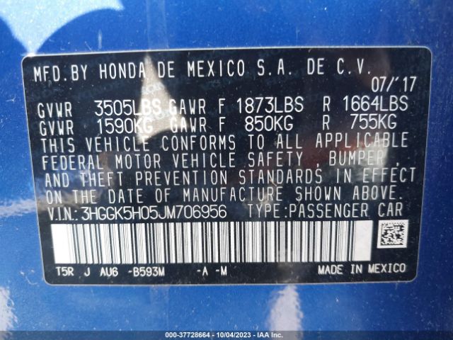 3HGGK5H05JM706956 Honda Fit Ex-l