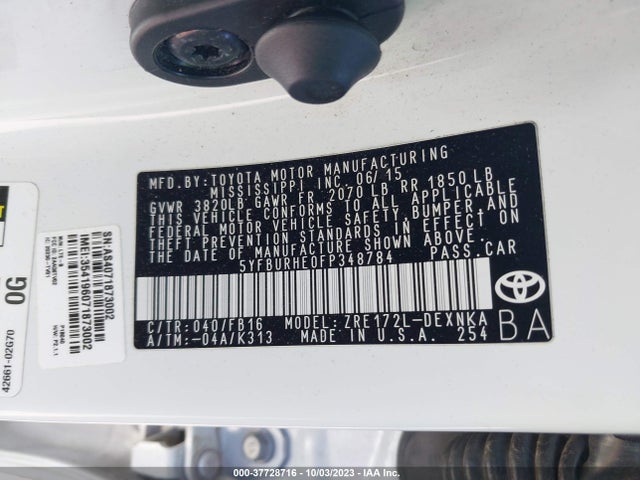 Toyota Corolla L/le/s/s Plus/le Plus 2015 5YFBURHE0FP348784 Image 9