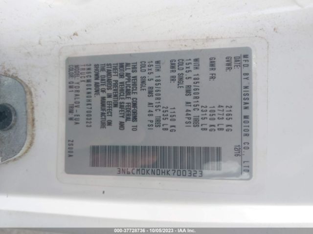 3N6CM0KN0HK700323 Nissan Nv200 Compact Cargo S
