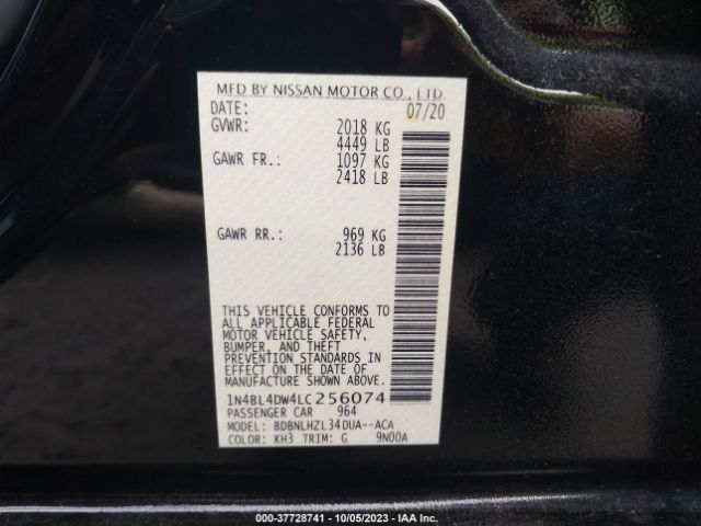 1N4BL4DW4LC256074 Nissan Altima Sv Intelligent Awd