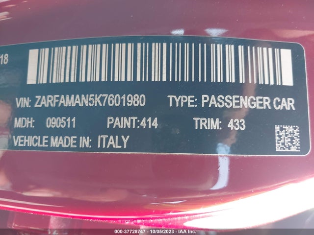 ZARFAMAN5K7601980 Alfa Romeo Giulia Sport