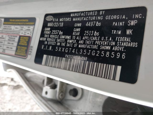 5XXGT4L35JG258596 KIA Optima Lx