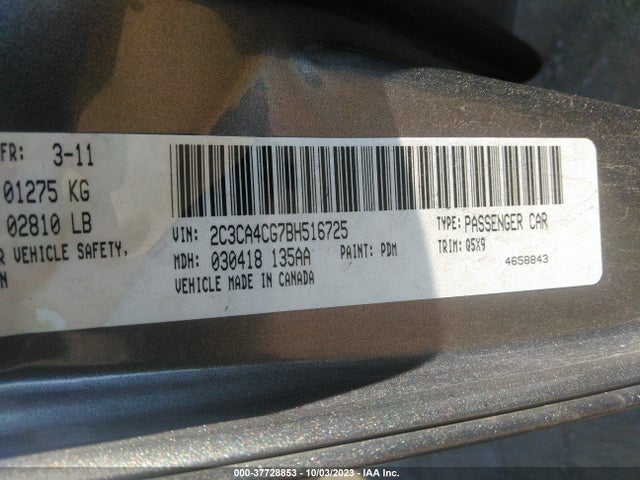 2011 CHRYSLER 300 VIN: 2C3CA4CG7BH516725