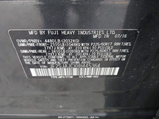 JF2SJAJCXHH445364 Subaru Forester Limited