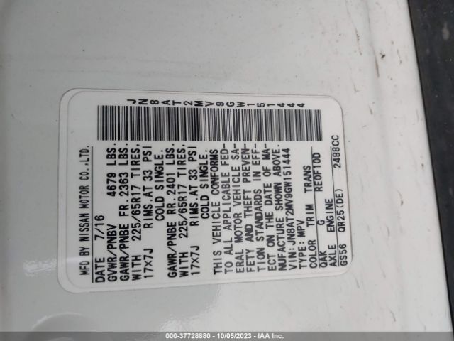 JN8AT2MV9GW151444 Nissan ROGUE S