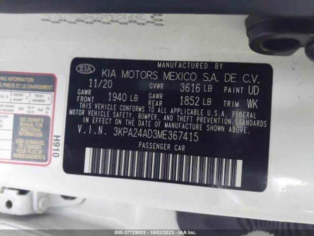 3KPA24AD3ME367415 KIA RIO S