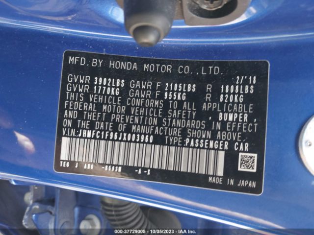 JHMFC1F96JX003960 Honda Civic Touring