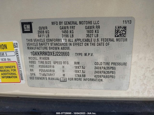 GMC ACADIA SLT 2014 1GKKRRKDXEJ220660 Image 9