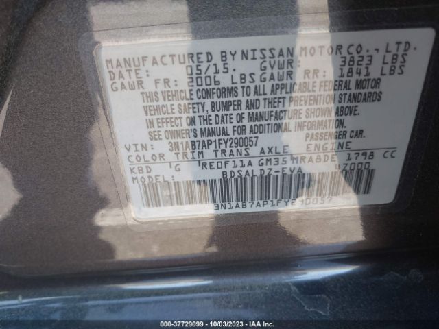 3N1AB7AP1FY290057 Nissan SENTRA SV