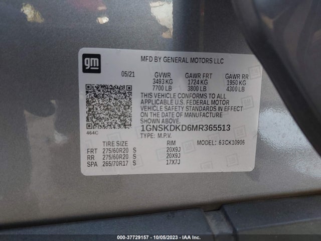 Chevrolet Suburban Z71 2021 1GNSKDKD6MR365513 Image 9