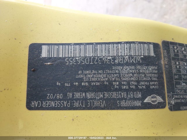 2002 MINI COOPER HARDTOP WMWRE33432TD56355 Photo 8