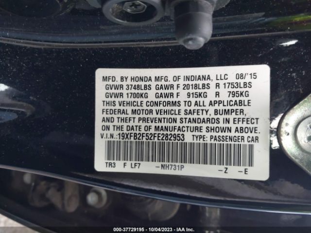19XFB2F52FE282953 Honda Civic Sedan Lx
