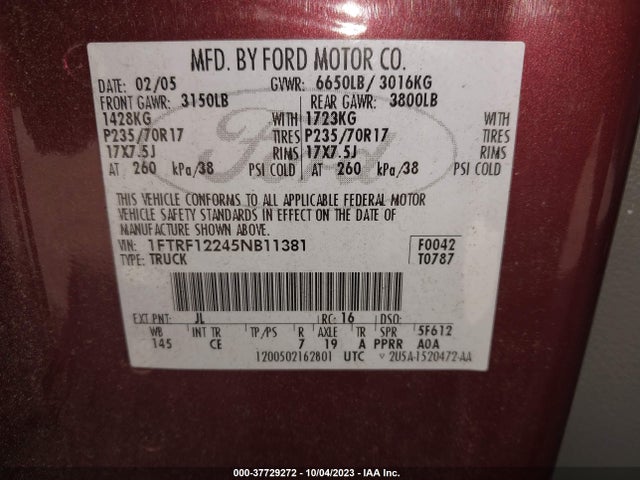 2005 FORD F-150 1FTRF12245NB11381 Photo 8