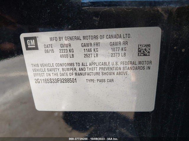 Chevrolet IMPALA LTZ 2015 2G1165S33F9288501 Image 9