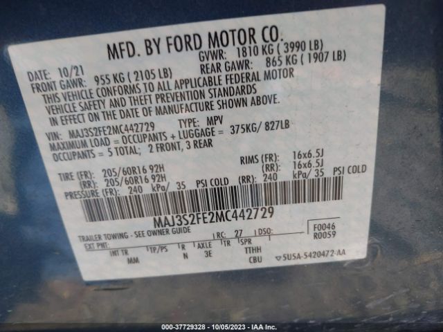 MAJ3S2FE2MC442729 Ford ECOSPORT S