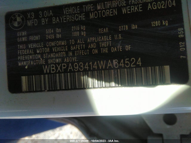 2004 BMW X3 WBXPA93414WA64524 Photo 8