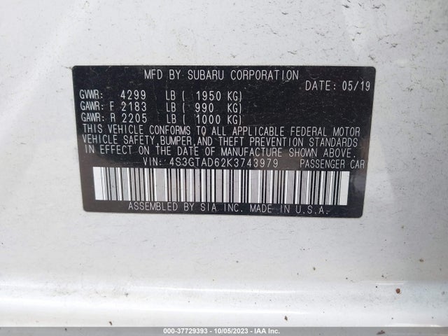 Subaru Impreza 2.0i Premium 2019 4S3GTAD62K3743979 Image 9