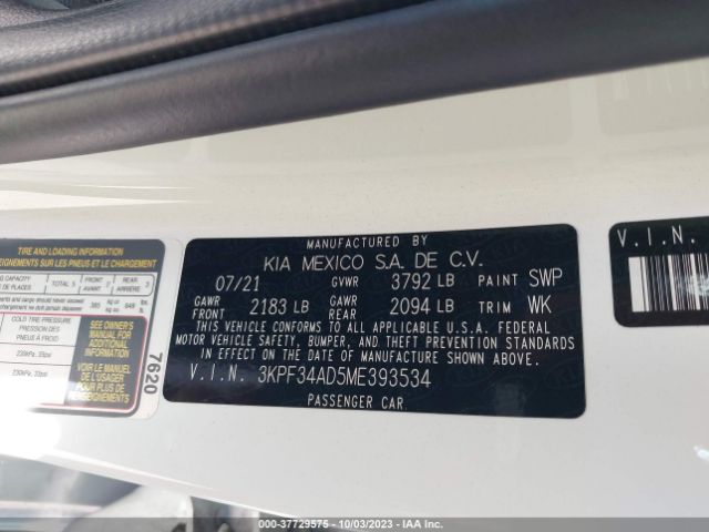 3KPF34AD5ME393534 KIA Forte Gt-line