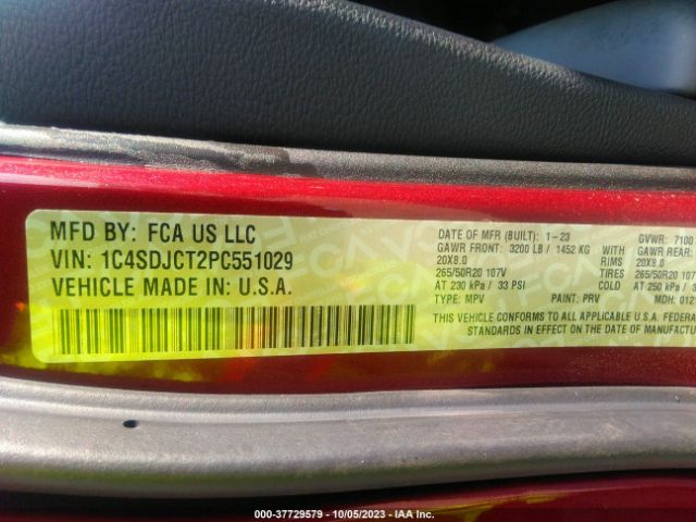 1C4SDJCT2PC551029 Dodge Durango R/t Plus