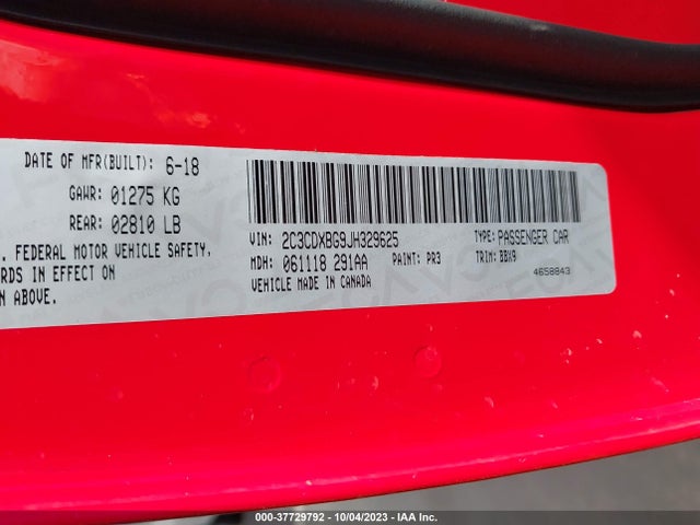 Dodge Charger Sxt Rwd 2018 2C3CDXBG9JH329625 Image 9