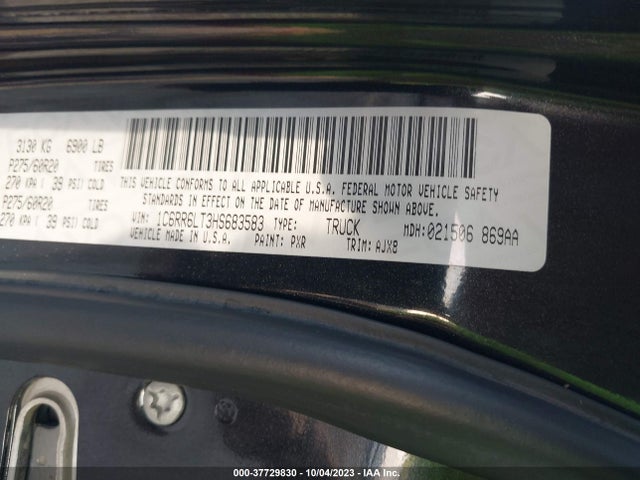 1C6RR6LT3HS683583 RAM 1500 Lone Star Silver