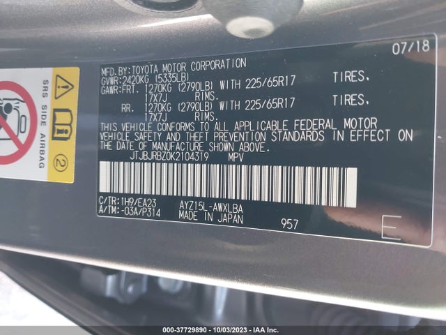 JTJBJRBZ0K2104319 Lexus Nx Nx 300h
