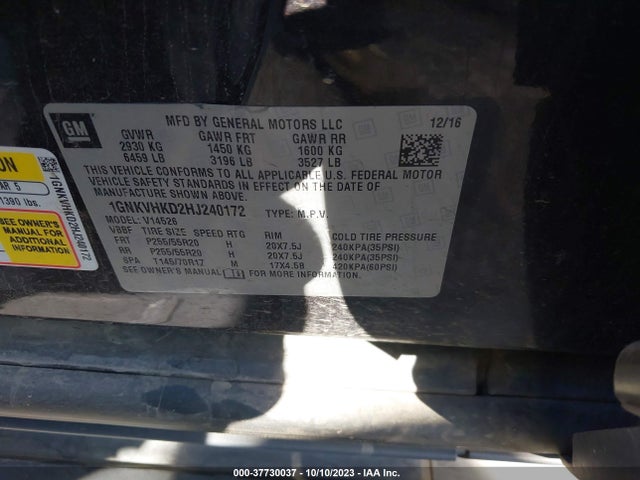 Chevrolet Traverse Lt 2017 1GNKVHKD2HJ240172 Image 9