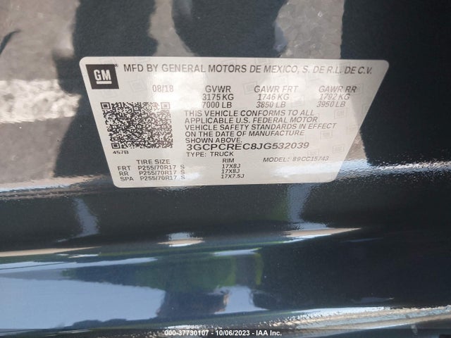 Chevrolet Silverado 1500 Lt 2018 3GCPCREC8JG532039 Image 9